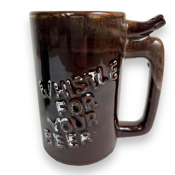 Vintage 4.75" Set of 2 "Whistle For Your Beer" "Wet Your Whistle" Mugs - Picture 2 of 10